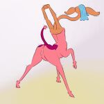  antelope anus around_drum blue_hair bovid butt centaurworld female genitals gerenuk gerenuk_taur glendale_(centaurworld) hair long_neck mammal netflix pink_body pussy raised_tail rear_view solo stretching taur true_antelope 