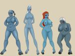  alien big_breasts blackbetty blue_body blue_skin breasts female genitals group hair humanoid lineup nipples not_furry nude open_mouth pussy simple_background t&#039;au_(warhammer) warhammer_(franchise) warhammer_40000 