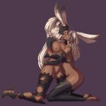  1:1 animal_humanoid armor breasts digital_drawing_(artwork) digital_media_(artwork) digital_painting_(artwork) dreadlocks duo female female/female final_fantasy final_fantasy_xii final_fantasy_xiv fran_(final_fantasy) furrholic hair humanoid kiss_on_lips kissing kneeling lagomorph lagomorph_humanoid mammal mammal_humanoid ponytail rabbit_ears square_enix video_games viera white_hair 