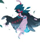  bird commentary_request decidueye falling_leaves highres horezai leaf looking_down no_humans orange_eyes pokemon pokemon_(creature) simple_background solo talons white_background 