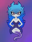  2022 3_fingers anthro blue_hair bottomless breasts cleavage clothed clothing ethereal_hair fangs female fingers genitals ghost ghost_rabbid ghost_tail gradient_background hair hands_on_hips hi_res lagomorph long_hair looking_at_viewer malegardevoir mammal medium_breasts purple_eyes pussy rabbid rabbid_ghost_girl raving_rabbids rayman_(series) simple_background smile smirk solo spirit ubisoft video_games 