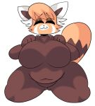  :3 ailurid anthro big_breasts breasts brown_body chikn_nuggit eyes_closed featureless_breasts featureless_crotch female hair hi_res huge_breasts huge_thighs kneeling lewd_dorky mammal navel nude orange_hair red_panda sassparilla_(chikn_nuggit) slightly_chubby smile solo thick_thighs 