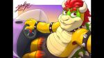  anthro armband bowser bowser_day bracelet car clothing collar driving eyebrows hair horn inside_car jewelry koopa looking_at_viewer lutharieotterdreamer male mario_bros nintendo red_eyes red_hair scalie shell smile smiling_at_viewer solo spiked_armband spiked_bracelet spiked_collar spiked_shell spikes spikes_(anatomy) swimming_trunks swimwear thick_eyebrows vehicle video_games yellow_body 