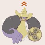  aegislash arrow_(symbol) artist_name biceps black_sclera boke-chan bright_pupils brown_background colored_sclera commentary_request english_commentary full_body fushigi_no_dungeon holding holding_shield mixed-language_commentary muscular no_humans one-eyed partial_commentary pokemon pokemon_(creature) pokemon_(game) pokemon_mystery_dungeon purple_eyes shield simple_background sketch solo sword twitter_username veins watermark weapon white_pupils 