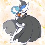  black_clothing black_dress blue_hair blush carrying_partner chest_spike closed_smile clothing dress duo embrace eye_contact female front_view gallade gardevoir grey_cape hair hair_over_eye happy holding_partner hug humanoid looking_at_another male mega_evolution mega_gallade mega_gardevoir monya_(artist) nintendo on_model one_eye_obstructed open_mouth open_smile orange_eyes pok&eacute;mon pok&eacute;mon_(species) princess_carry pseudo_clothing romantic romantic_couple shiny_pok&eacute;mon smile spikes spikes_(anatomy) video_games white_body white_cape 