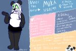  anthro black_body black_fur bottomwear clothing female fur fur_markings giant_panda green_eyes hair lunarpanda8686 mammal markings meet_the_artist mika_(disambiguation) simple_background skirt sleeveless_shirt slightly_chubby solo ursid white_body white_fur white_hair 