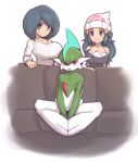  big_breasts blue_hair breasts clothing daughter dawn_(pok&eacute;mon) female furniture group hair hat headgear headwear hi_res human humanoid johanna_(pok&eacute;mon) male mammal mother mother_and_child mother_and_daughter multicolored_body nintendo open_mouth parent parent_and_child plantpenetrator pok&eacute;mon red_eyes shirt sitting smile sofa topwear trio two_tone_body video_games white_body white_skin 