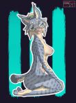  absurd_res ambiguous_gender anthro breasts eyewear eyewear_on_head felid feline glasses glasses_on_head hi_res lynx mammal markings nub_tail pawpads skunk_punk solo spots spotted_markings 