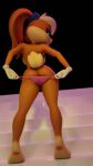  3d_(artwork) anthro black_background blonde_hair blue_eyes blue_hairband butt clothing digital_media_(artwork) female fur gloves hair handwear hi_res lagomorph leporid lola_bunny looking_at_viewer looking_back looking_back_at_viewer looney_tunes mammal mostly_nude orange_body orange_fur panties pink_clothing pink_panties pink_underwear rabbit saransaran scut_tail short_tail simple_background solo solo_focus stairs underwear undressing warner_brothers white_clothing white_gloves white_handwear yellow_body yellow_fur 