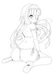  breasts dream_c_club dream_c_club_(series) dreaming eyepatch greyscale kneeling lingerie long_hair looking_back mari_(dream_c_club) medium_breasts monochrome nipples ooishinaka_ni panties solo thighhighs thong underwear very_long_hair 