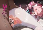  1boy 1girl absurdres anus aqua_hair bar_censor beret blush censored clenched_teeth closed_eyes closed_mouth commentary_request dark-skinned_male dark_skin hand_on_another&#039;s_ass hat hetero highres honkai:_star_rail honkai_(series) hyacine_(honkai:_star_rail) interracial large_variant_set medium_hair multicolored_hair paid_reward_available pantyhose penis pink_hair sex sex_from_behind teeth topu torn_clothes torn_pantyhose translation_request twintails two-tone_hair vaginal variant_set white_pantyhose 