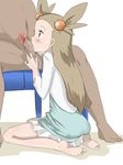  ass bad_id bad_pixiv_id barefoot blush brown_hair censored feet fellatio kneeling long_hair mikan_(pokemon) mosaic_censoring oral penis petite pokemon pokemon_(game) pokemon_hgss rayphenos saliva soles solo_focus toes two_side_up 