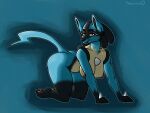  anthro breasts butt canid canine canis domestic_dog female hi_res lucario mammal nintendo pok&eacute;mon pok&eacute;mon_(species) pose solo tahomich0 tail video_games wolf 