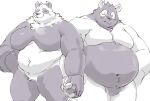  2022 anthro belly big_belly blush duo exe_exem eyes_closed giant_panda hand_holding humanoid_hands kemono male mammal moobs overweight overweight_male simple_background ursid 