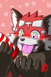  &lt;3 2022 ailurid anthro black_body black_nose blush bodily_fluids cum genital_fluids humanoid_hands katazaki kemono lifewonders male mammal red_body red_panda sex_toy slightly_chubby solo tokyo_afterschool_summoners tongue tongue_out video_games zhurong_(tas) 