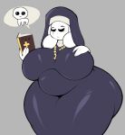  absurd_res ambiguous_gender anthro belly bible big_belly big_breasts blush book boss_monster bovid breasts caprine duo eyes_closed female floppy_ears goat hand_on_breast hi_res holding_book holding_object huge_breasts huge_thighs hyper hyper_hips hyper_thighs jewelry mammal necklace nun nun_outfit open_mouth overweight overweight_anthro overweight_female tbh_(character) thick_thighs toriel undertale undertale_(series) video_games virito white_body wide_hips 
