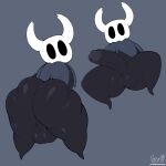  1:1 absurd_res anthro arthropod balls big_balls big_butt big_penis black_body butt cloak clothing empty_eyes erection genitals hi_res hollow_knight huge_balls huge_butt huge_hips huge_penis huge_thighs hyper hyper_butt looking_at_viewer looking_back male nude penis perineum protagonist_(hollow_knight) solo team_cherry text thick_thighs url vessel_(species) video_games virito wide_hips 