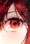  1boy 58_(opal_00_58) bangs close-up colored_sclera continents earth_(planet) eyelashes glowing highres light_particles looking_at_viewer original planet red_eyes red_hair red_sclera reflection short_hair 