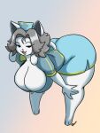  anthro bent_over big_breasts big_butt breasts butt cleavage clothed clothing female grey_hair hair hi_res huge_butt jyto mammal nurse solo temmie_(undertale) thick_thighs undertale undertale_(series) video_games 