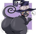  anthro big_butt blair_(soul_eater) butt clothing domestic_cat felid feline felis hat headgear headwear hi_res huge_butt lewd_dorky looking_at_viewer looking_back looking_back_at_viewer mammal solo thick_thighs witch_hat 