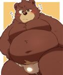  2022 96tning anthro asian_clothing belly big_belly blush brown_body brown_fur clothing east_asian_clothing fundoshi fur japanese_clothing kemono male mammal moobs navel overweight overweight_male simple_background solo underwear ursid white_clothing white_fundoshi white_underwear 