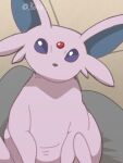  animal_focus artist_name bingus black_eyes boke-chan commentary english_commentary espeon forehead_jewel gem looking_at_viewer pokemon pokemon_(creature) purple_eyes red_gemstone signature sitting sketch solo twitter_username 