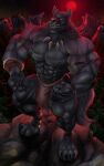  abs anthro canid canine canis claws collar fangs hi_res male mammal muscular muscular_anthro muscular_male nipples pecs red_eyes red_moon sharp_claws sharp_teeth solo teeth were werecanid werecanine werewolf wintech3112 wolf 
