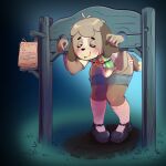  absurd_res animal_crossing anthro blush bottomwear bulge canid canine canis clothed clothing community_service crossdressing digby_(animal_crossing) domestic_dog footwear hi_res male mammal mary_janes nintendo panties public_use punishment restraints shoes skirt skirt_down socks solo stocks underwear video_games xu53r 