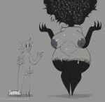  big_breasts breasts duo erection female genitals hi_res human humanoid larger_female male mammal monochrome penis pussy size_difference thick_thighs visitor ze_blackball.d 