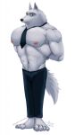  anthro canid canine canis fur hi_res illumination_entertainment jimmy_crystal looking_at_viewer male mammal necktie nipples shirtless sing_(movie) solo white_body white_fur wolf 