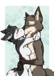  4_fingers anthro bad_guy_cafe black_body black_fur blush breasts canid canine canis couple_(disambiguation) cuddling duo embrace eyes_closed female fingers fur grey_body grey_fur hug kissing male mammal nix_(mick-fries) white_body white_fur wolf wolfgang_jaeger_(readerno31142) ziegelzeig 