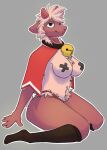 anthro bell bell_collar big_breasts black_clothing black_legwear black_thigh_highs bovid breasts brown_body brown_fur butt caprine clothing collar cult_of_the_lamb digital_media_(artwork) female fluffy fur fuzzy g-string hi_res horn lamb_(cult_of_the_lamb) legwear long_socks mammal nipple_tape nude pasties red_cape red_clothing red_thong red_underwear sheep simple_background smile solo tape taped_nipples thick_thighs thigh_highs thong underwear unknown_artist video_games white_body white_fur 
