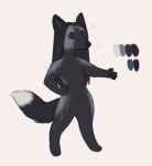  anthro black_body black_ears black_fur black_hair black_nose black_pawpads black_tail canid canine chibi dipstick_tail featureless_crotch female fox fur grey_body grey_fur hair hand_on_hip long_hair lostgoose mammal markings mouth_closed nude pawpads simple_background simple_eyes solo tail_markings white_background white_body white_fur white_tail 
