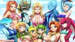  accessory armor beach big_breasts bikini blonde_hair blue_body blue_eyes blue_hair blue_skin braided_hair breasts breath_of_the_wild cape choker cleavage clothed clothing crown ear_piercing female fi flat_chested flower flower_in_hair green_hair grey_body grey_skin group hair hair_accessory headgear helmet hi_res human humanoid humanoid_pointy_ears hylian hyrule_warriors imp jewelry lana_the_white_sorceress linkle looking_at_viewer malon mammal marin_(zelda) marine medium_breasts midna mipha necklace nintendo ocarina_of_time orange_eyes orange_hair pendant piercing pirate_leader_tetra plant princess_ruto princess_zelda purple_eyes red_eyes red_hair reit saria seaside sling_bikini smile smiling_at_viewer snaggle_tooth swimwear the_legend_of_zelda tiara triforce twili twilight_princess video_games wind_waker yellow_eyes yellow_sclera zora 