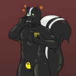  animate_inanimate anthro barcode collar living_latex living_rubber male mammal mephitid nude null_bulge skunk skunk_tail spiral_eyes standing tastefulbamboo transformation 