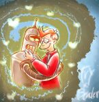  &lt;3 bender_bending_rodr&iacute;guez clothing comedy_central duo embrace futurama hair hug human jacket machine male male/male mammal missuspatches orange_hair philip_j._fry red_clothing red_jacket red_topwear robot smile topwear 