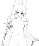 accessory anthro bell blush breasts canid canine clothing female fox furugitsune genitals hair_accessory kemono kida_kuro_mu looking_at_viewer mammal nipples nude pussy sketch sleeves small_breasts solo undressing young 