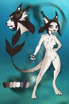  2021 2:3 anthro artist_logo black_body black_ears black_fur black_hair blep blue_eyes blurred_background brown_nose brown_pawpads dated female front_view fur glistening glistening_eyes hair hi_res inner_ear_fluff logo looking_aside lostgoose ninlar_(lostgoose) nipples pawpads side_view solo tail_tuft tongue tongue_out tuft white_body white_fur white_inner_ear_fluff 