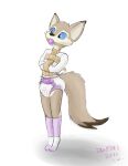  absurd_res anthro ball_gag blue_sclera canid canine canis clothing coyote diaper floofy_tail gag hi_res knee_highs legwear male mammal restraints smolfoks solo straitjacket 