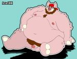 2022 absurd_res anthro artur_oink belly big_belly clothing domestic_pig eyewear glasses hat headgear headwear hi_res male mammal moobs navel nipples obese obese_male overweight overweight_male simple_background sitting solo suid suina sus_(pig) 