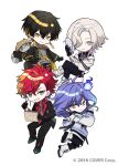  4boys animal_on_shoulder antenna_hair aqua_eyes aqua_hair ascot bangs belt_pouch black_coat black_gloves black_hair black_jacket black_pants black_ribbon black_shirt blonde_hair blue_eyes blue_hair boots chibi coat copyright crossed_legs drawstring earrings from_side fujishima02 full_body gloves gradient gradient_jacket grey_eyes grey_hoodie grin hair_ornament hair_over_one_eye hairclip high_heel_boots high_heels hitodama hizaki_gamma holding holding_mask holding_pencil holding_sketchbook holostars hood hooded_jacket hoodie jacket jewelry kotatsu_(yatogami_fuma) lapels loafers long_hair looking_at_viewer looking_to_the_side male_focus mask medium_hair minase_rio multicolored_hair multicolored_necktie multiple_boys necktie notched_lapels official_art open_collar orange_hair pants parted_lips pencil pink_footwear pink_hair pouch purple_ascot purple_hair raccoon red_hair red_shirt ribbon sandogasa seigaiha shirt shoes short_hair simple_background skeleton_print sketchbook smile streaked_hair striped striped_shirt swept_bangs thigh_strap torn_clothes torn_pants two-tone_hair uproar_(holostars) utsugi_uyu vertical-striped_shirt vertical_stripes virtual_youtuber white_background white_footwear white_hair white_jacket yatogami_fuma yellow_belt yellow_eyes yellow_ribbon 