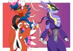  anthro breasts clothing dragon duo female hi_res koraidon legendary_pok&eacute;mon legwear looking_at_viewer miraidon nintendo pok&eacute;mon pok&eacute;mon_(species) pok&eacute;morph purple_body red_body samrunner thick_thighs thigh_highs video_games 