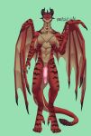  2022 5_fingers animal_genitalia anthro claws dracthyr dragon erection fingers front_view genital_slit genitals hi_res horn male nihilishn nipples nude penis purple_sclera red_body red_scales scales scalie signature slit solo standing wings 