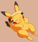  3_toes ambiguous_gender animated cleft_tail eyes_closed feet fur generation_i_pokemon headphones nintendo pikachu pok&eacute;mon renabu signature simple_background sitting smile solo toes video_games yellow_body yellow_fur 