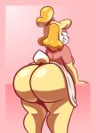  absurd_res animal_crossing anthro big_butt bottomwear butt canid canine canis clothed clothing domestic_dog female hi_res huge_butt isabelle_(animal_crossing) mammal mythabyss nintendo no_underwear raised_bottomwear raised_clothing raised_skirt shih_tzu skirt solo thick_thighs toy_dog video_games 