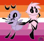  arachnid arthropod bee duo fan_character female female/female hand_holding hi_res hymenopteran insect lesbian_pride_colors lgbt_history_month lgbt_pride looking_at_viewer oooeygoooey pride_colors spider 