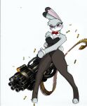  anthro big_breasts blush breasts disney female gatling_gun gun hi_res judy_hopps machine_gun pace-maker playboy_bunny playboy_outfit ranged_weapon solo thick_thighs weapon zootopia 