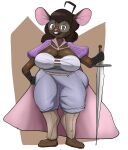  absurd_res anthro big_breasts big_ears breasts cape cleavage clothed clothing eyewear female fully_clothed glasses gwen_geek hi_res mammal mouse murid murine partially_clothed rat rodent solo thick_thighs timewastedo 