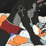  andromorph anthro cerberussenn hi_res intersex intersex/male male pinned_to_bed rayfaux 