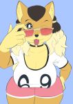  absurd_res anthro canid canine canis clothing doge dogelore domestic_dog eyewear fur glasses hi_res mammal meme meme_clothing shiba_inu simple_background spitz sunglasses tagme toonarscontent yellow_body yellow_fur 
